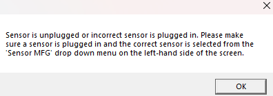 Unable to find sensor device or sensor is unplugged or incorrect sensor ...